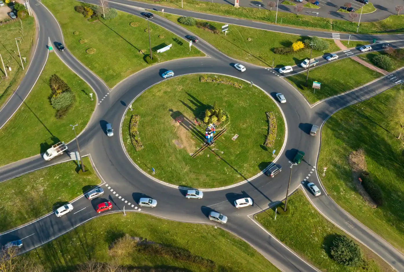 aerial view of a roundabout